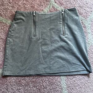 Forever 21 Faux Suede Zipper Grey Mini Skirt - Size Small